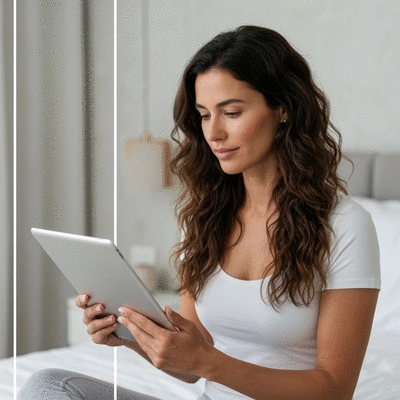 Woman tracking her health on a digital device, symbolizing proactive health management